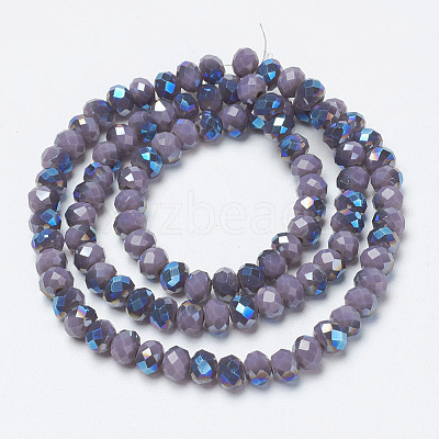 Electroplate Opaque Solid Color Glass Beads Strands EGLA-A034-P4mm-I17-1