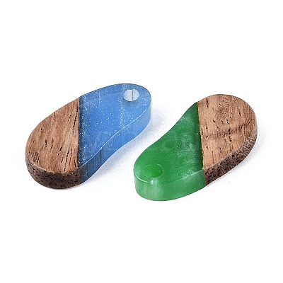 Mixed Styles Transparent Resin & Walnut Wood Pendants RESI-N053-26-1