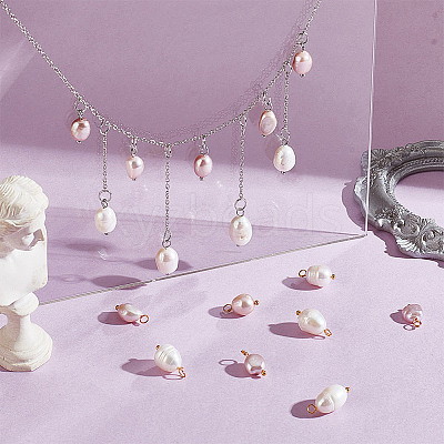 20Pcs Natural Pearl Pendants PALLOY-GA00015-1