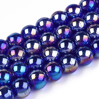 Electroplate Transparent Glass Beads Strands GLAA-T032-T8mm-AB15-1