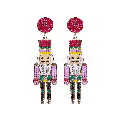 Cartoon Soldier Shape Alloy Enamel Dangle Stud Earrings FS-WGA682D-01-1