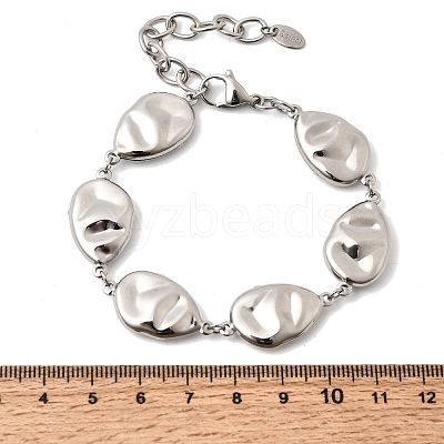 Textured 316L Surgical Stainless Steel Link Chain Bracelets for Women BJEW-D454-03P-1