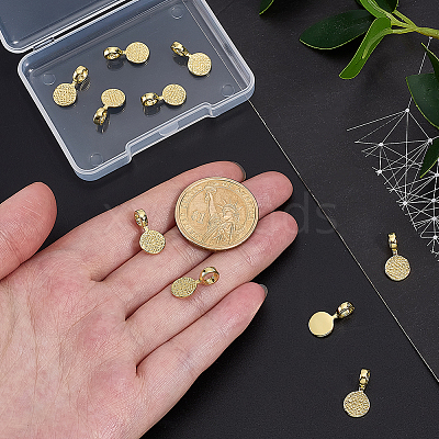 10Pcs Brass Glue-on Flat Pad Bails KK-PH0014-75G-1