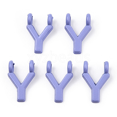 Rack Plating Spray Painted Alloy 2-Loop Link Pendants PALLOY-N176-01Y-1