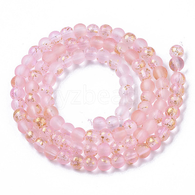 Frosted Spray Painted Glass Beads Strands GLAA-N035-03A-C06-1