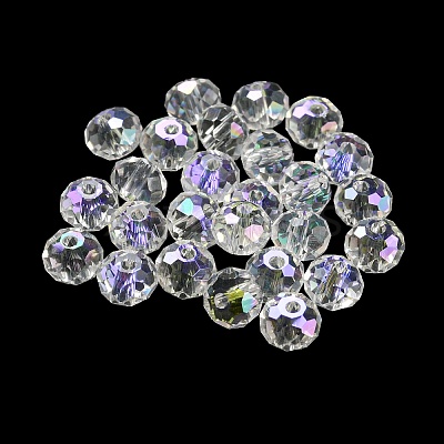 Transparent Electroplate Glass Beads GLAA-L046-02G-1
