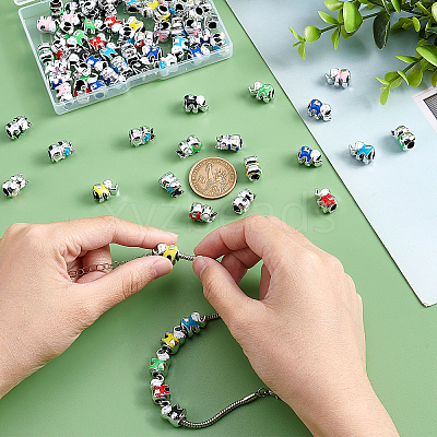80Pcs 8 Colors CCB Plastic European Beads OPDL-PH0001-04-1
