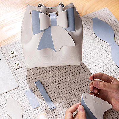 DIY Imitation Leather Knitting Crochet Bowknot Bucket Bags GN-TAC0001-06A-1