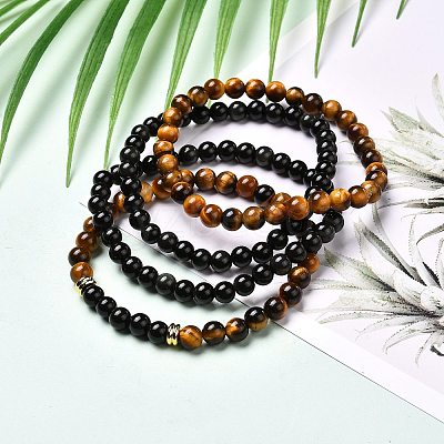 Aromatherapy Energy Stretch Bracelets Set for Girl Women BJEW-JB06736-01-1