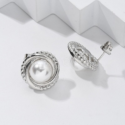 Brass Stud Earrings EJEW-R016-18P-1