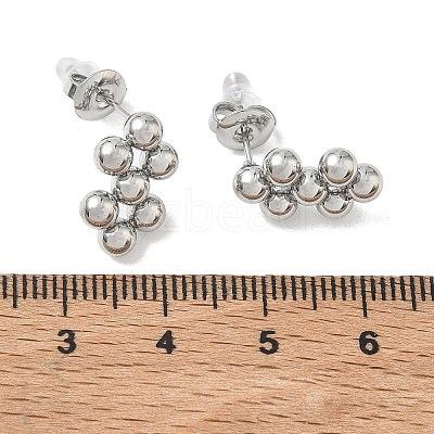 304 Stainless Steel Round Ball Stud Earrings SA-CBA5A9C-02P-1