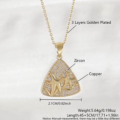 Ocean Summer Brass Pave Clear Cubic Zirconia Pendant Necklaces FS-WG8D1A7-04-1