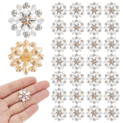 30Pcs Alloy Rhinestone Shank Buttons BUTT-HY0001-29-1