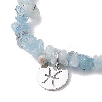 Natural Aquamarine Stretch Bracelets BJEW-JB11147-12-1