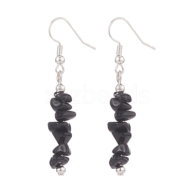 Natural Obsidian Chips Beaded Jewelry Set SJEW-JS01232-01-1