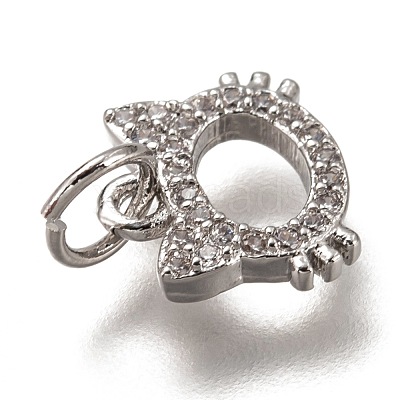 Brass Micro Pave Clear Cubic Zirconia Charms ZIRC-B002-55-1