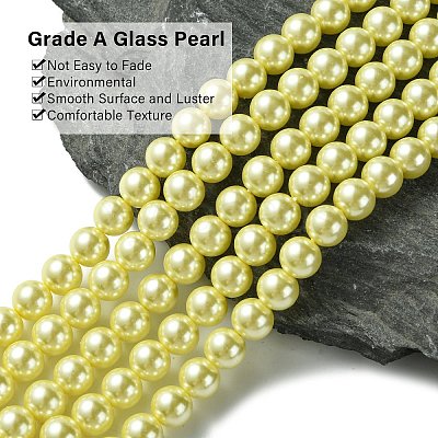 Eco-Friendly Dyed Glass Pearl Round Beads Strands HY-A002-8mm-RB012-1