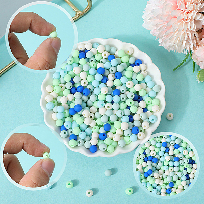 1000Pcs Frosted Opaque Acrylic Beads OACR-SP0001-32B-1