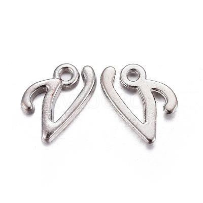 Platinum Plated Alloy Letter Pendants PALLOY-J718-01P-V-1