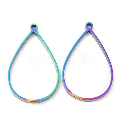 304 Stainless Steel Open Back Bezel Teardrop Pendants STAS-Z040-11A-RC-1