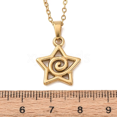 304 Stainless Steel Star Pendant Cable Chain Necklaces for Men Women NJEW-K308-01B-G-1