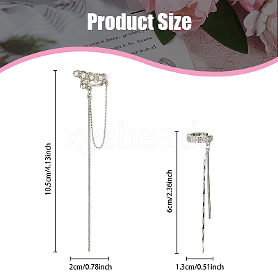 4Pcs 3 Style Plastic Imitation Pearl Cuff Earrings with Crystal Rhinestone EJEW-FI0001-30-1