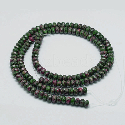 Faceted Natural Ruby in Zoisite Rondelle Beads Strands G-K090-04-1