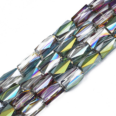 Electroplate Transparent Glass Beads Strands EGLA-N002-14-B-1