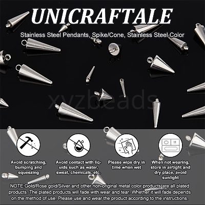 60Pcs 6 Style 304 Stainless Steel Pendants STAS-UN0042-49-1