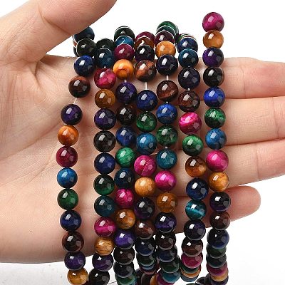 Natural Tiger Eye Beads Strands G-G101-8mm-6-1