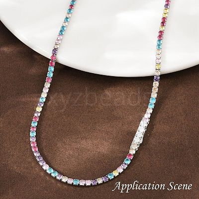 925 Sterling Silver Colorful Cubic Zirconia Chains STER-C016-02B-P01-1