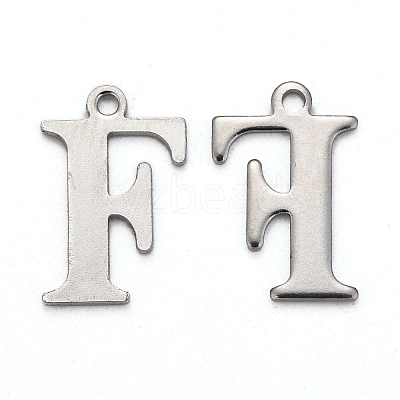 Tarnish Resistant 304 Stainless Steel Alphabet Charms STAS-H122-F-P-1