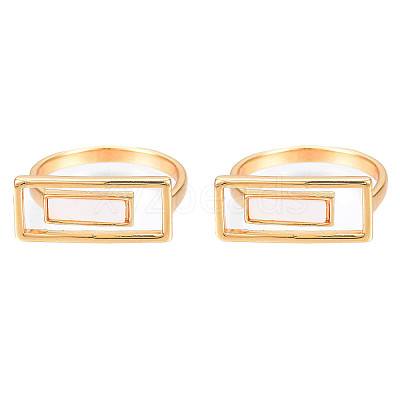 Natural Shell Rectangle Finger Ring RJEW-N039-01-1