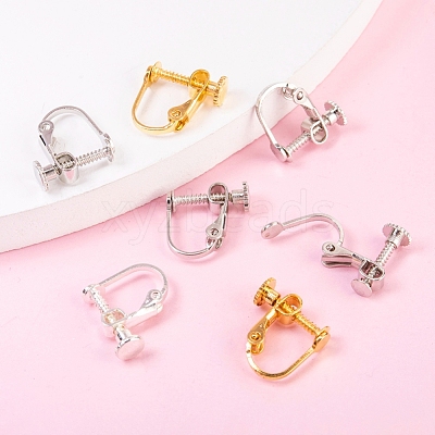 Brass Screw On Clip-on Earring Findings KK-L164-02-1