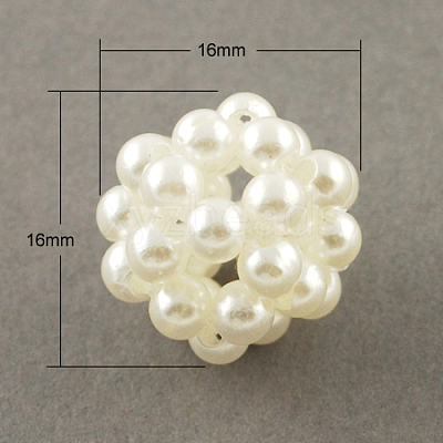 Handmade ABS Plastic Imitation Pearl Woven Beads X-WOVE-R030-1