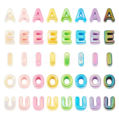 50Pcs 5 Styles UV Plating Opaque Acrylic Beads PACR-TA0001-31B-1
