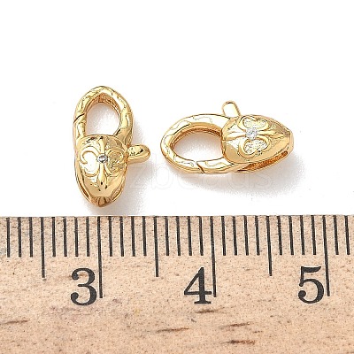 Oval Brass Micro Pave Cubic Zirconia Lobster Claw Clasps KK-Z136-22G-03-1
