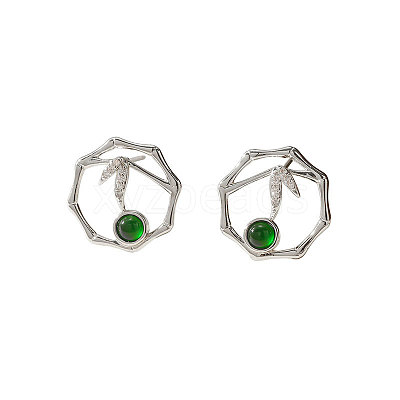 Brass Micro Pave Cubic Zirconia Stud Earrings for Women WGC9076-02-1