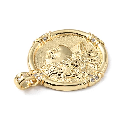 Brass Micro Pave Cubic Zirconia Pendants KK-P233-07G-1