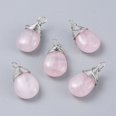 Natural Rose Quartz Pendants G-K305-D03-P-1