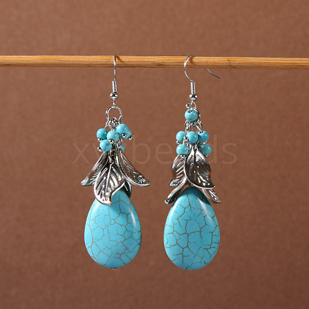 Bohemian tassel turquoise earrings JU8957-11-1