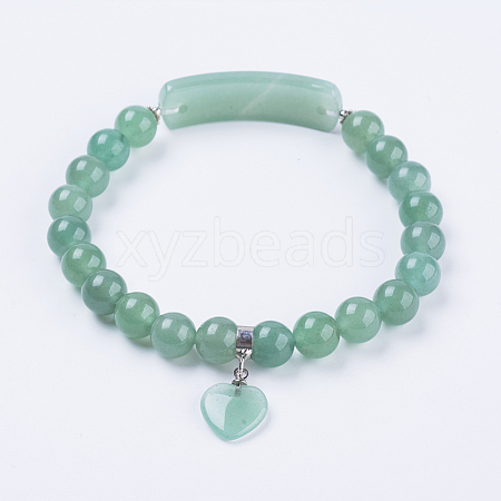 Natural Green Aventurine Stretch Bracelets BJEW-F308-34A-1