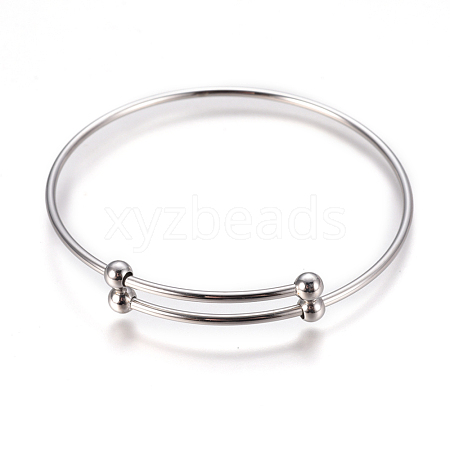 Non-Tarnish Adjustable 304 Stainless Steel Bangles Making MAK-F227-34-P-1