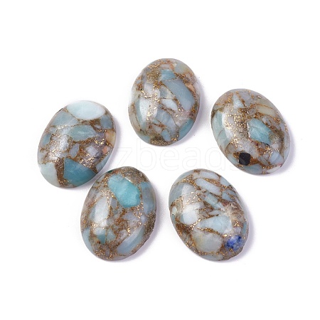 Synthetic Flower Amazonite Cabochons X-G-L502-18x25mm-09B-1