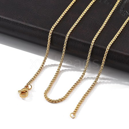 2mm Rack Plating Brass Box Chain Necklaces for Women Men MAK-L044-60G-1