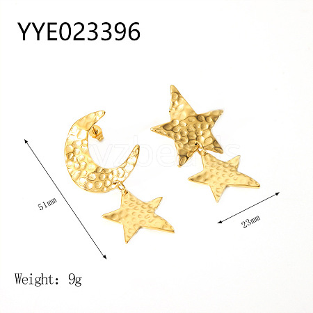 Stylish Stainless Steel Star Moon Dangle Stud Earrings WQ3777-3-1