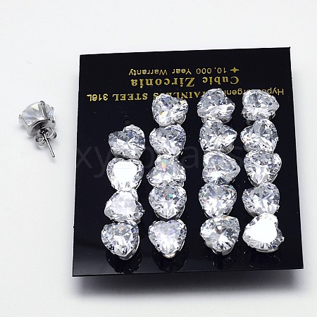 Cubic Zirconia Stud Earrings EJEW-E098-G-01-1