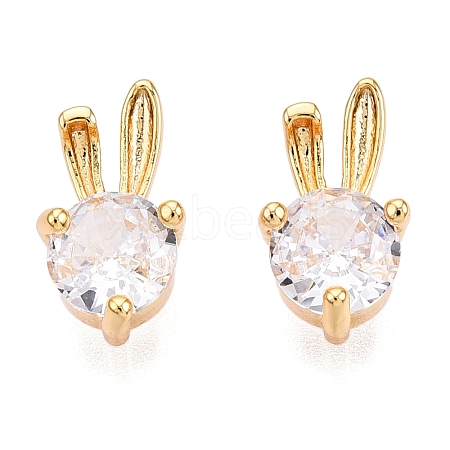 Brass Micro Pave Clear Cubic Zirconia Charms KK-T073-24G-1