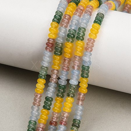 Gradient Color Natural Dyed White Jade & Green Strawberry Quartz & Strawberry Quartz Beads Strands GG-CBA1E0E-01B-1