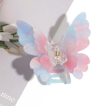 Double Butterfly Shape Cellulose Acetate(Resin) Claw Hair Clips PW-WG38307-03-1